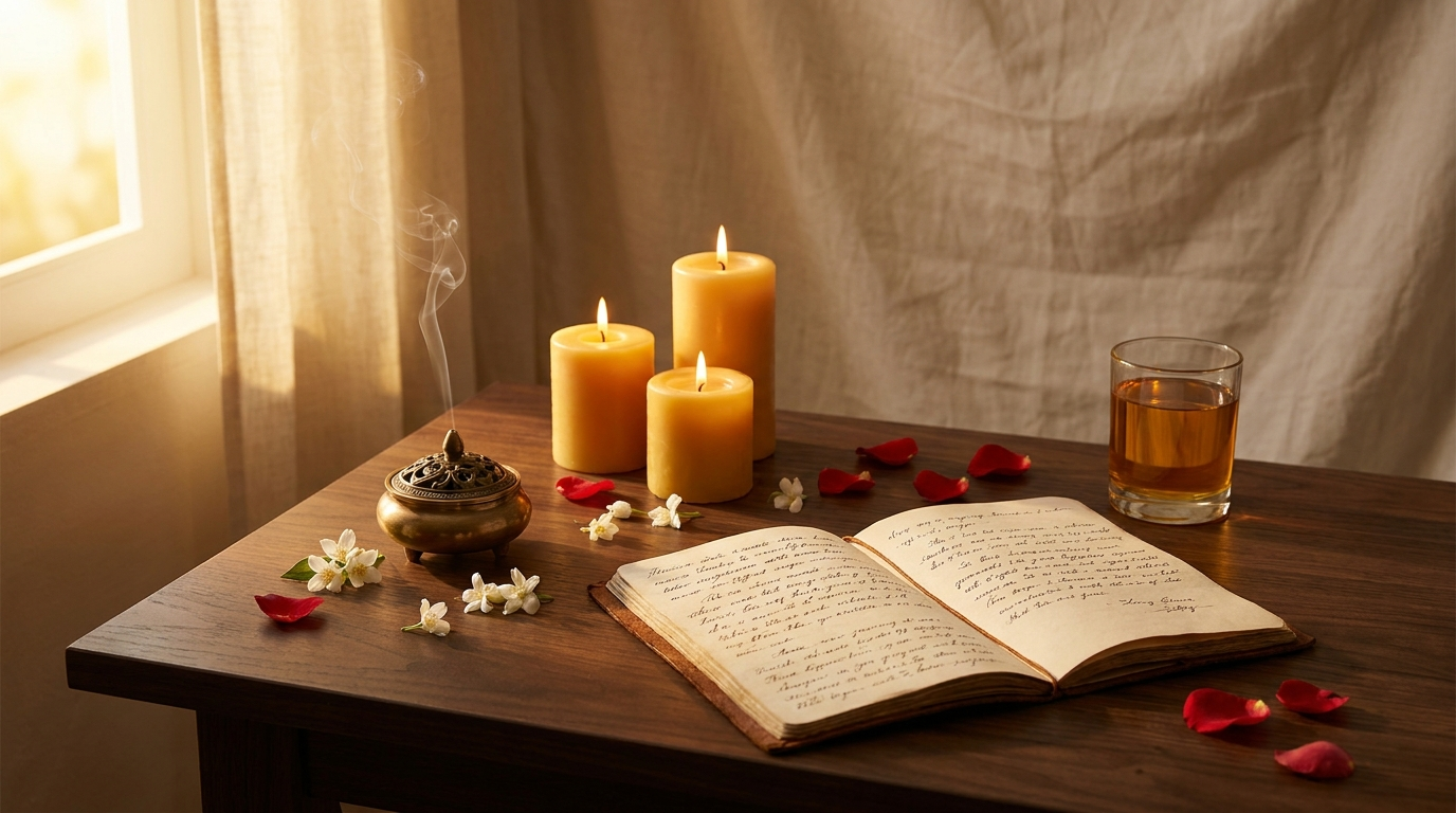 Velas, incienso y aceites del ritual tantrico en Tres Jolie Ibiza