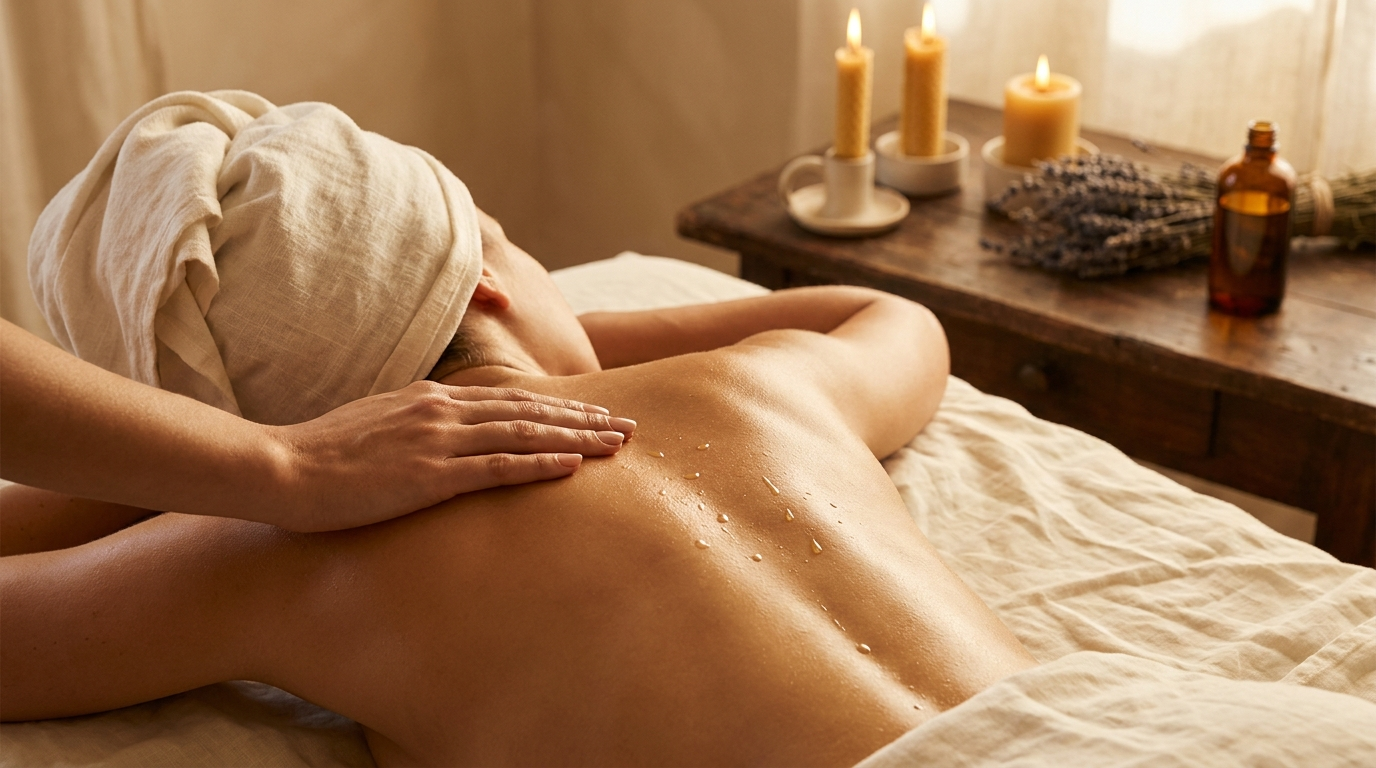 Masaje sensitivo en Ibiza: espalda con aceite y velas - Tres Jolie
