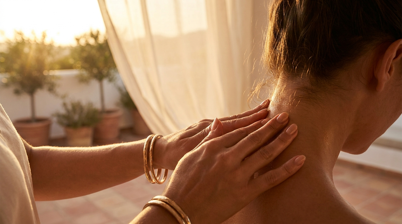 Masaje sensitivo en la nuca, zona de maxima sensibilidad - Ibiza