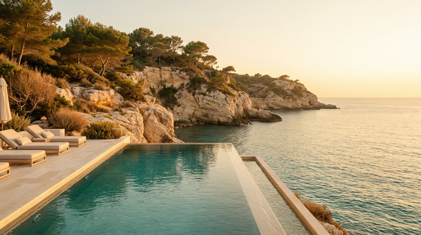 Bienestar de lujo en Ibiza: costa serena al atardecer - Trés Jolie