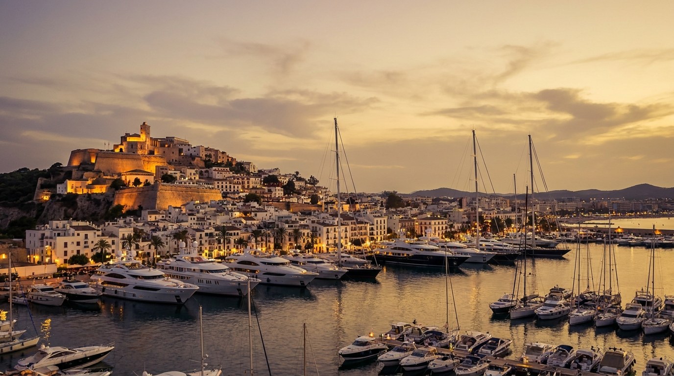 Ibiza ciudad: Dalt Vila y Marina Botafoch al atardecer